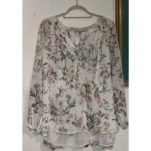 Daniel Rainn Floral Women Woven Long Sleeve Blouse Size 2X NWT $80